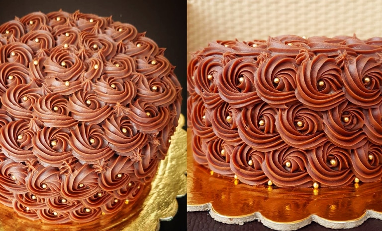 Cake with rosettes