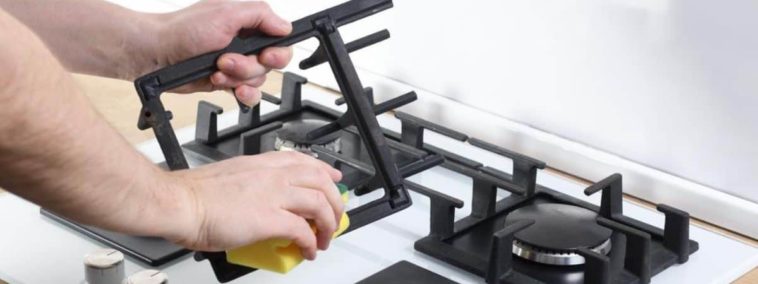 How do you clean and sanitize a gas burner?