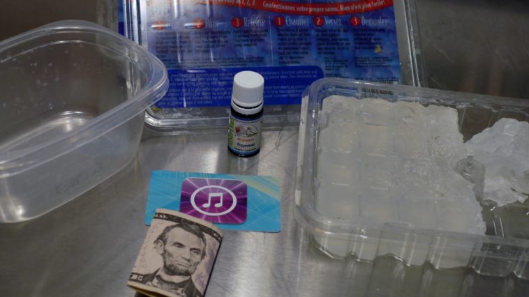 How do you cut a bar of soap into cubes?