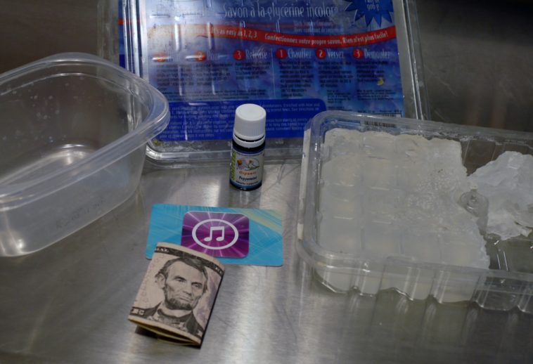 How do you cut a bar of soap into cubes?