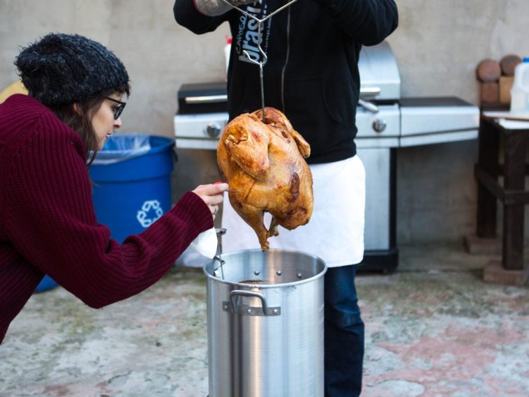 How do you fry a precooked turkey?