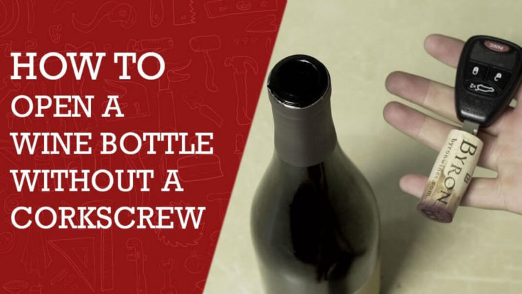 How do you get a cork out without a corkscrew with a lighter?