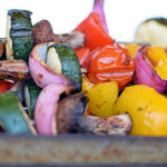 How do you grill kabobs without burning vegetables?