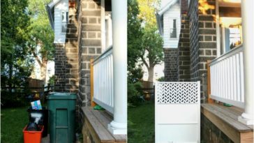 How do you hide a trash can with plants?