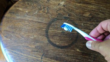 How do you remove white water stains from wood?