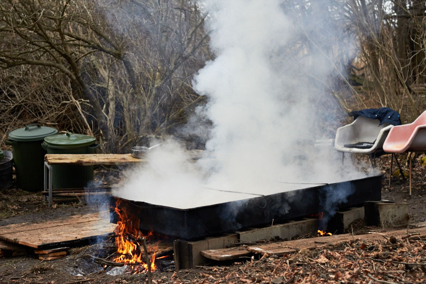 How long do you boil sap to make maple syrup?