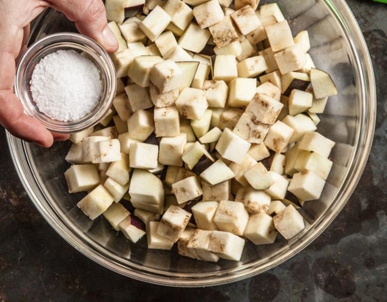 How long do you let eggplant sit in salt?
