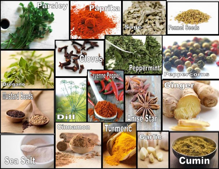 What are 3 common herbs or spices?
