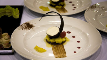 What are the three basic elements of a plated dessert?