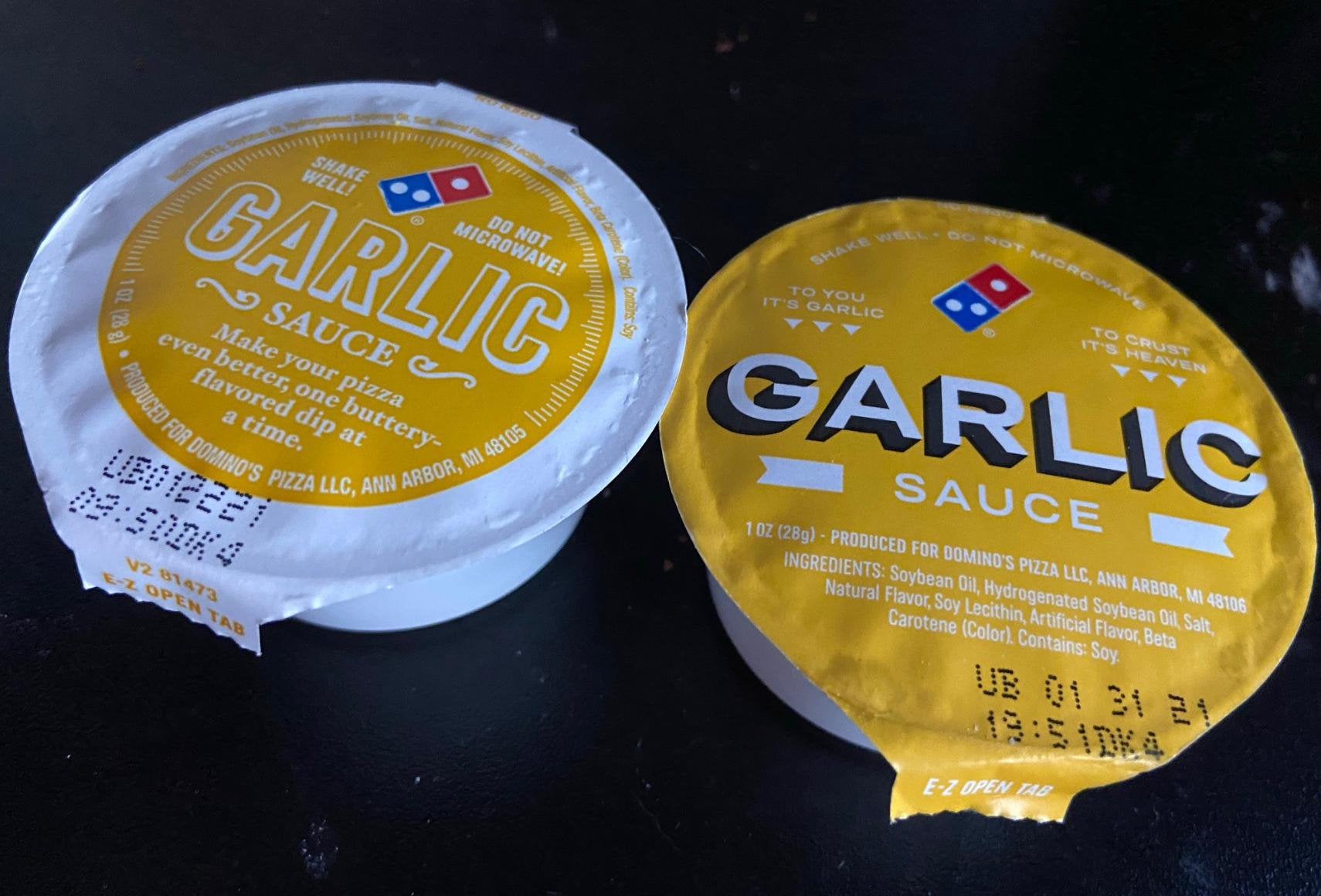 What is Dominos garlic sauce made of?