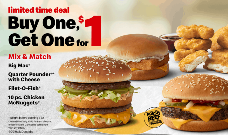 What is McDonald's buy one get $1?