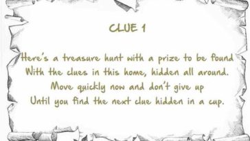 Where do you hide treasure hunt clues?