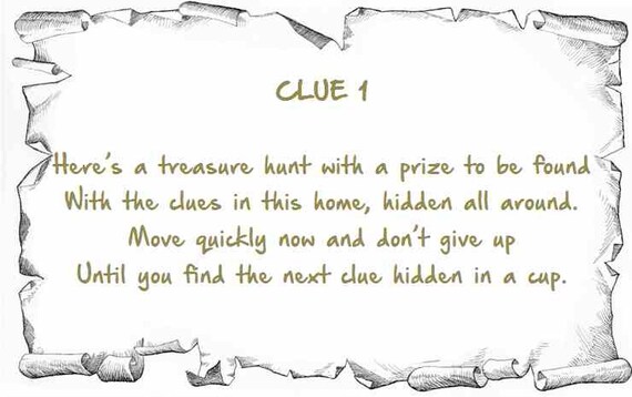 Where do you hide treasure hunt clues?