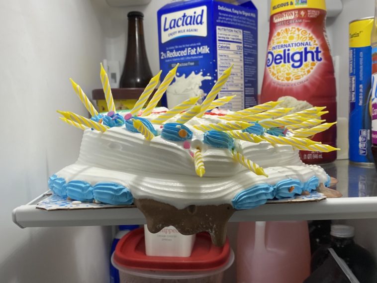 Will an ice cream cake melt in the fridge?
