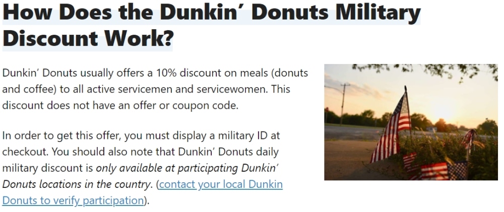 Does Dunkin Donuts give military discount? - Foodly