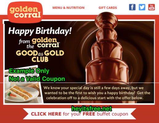 Does Golden Corral give you a free meal on your birthday?