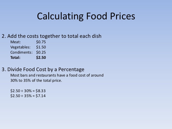 How do you calculate the selling price of food?
