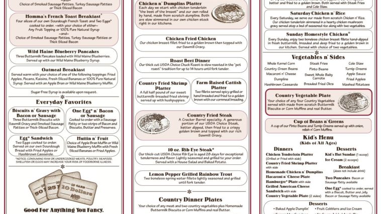 What is Cracker Barrel Thanksgiving menu?