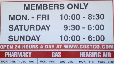 What time does Costco close on Sunday?