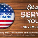 Where do veterans eat free on Veterans Day?