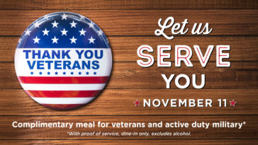 Where do veterans eat free on Veterans Day?
