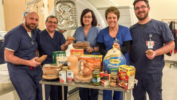 Who is helping with Thanksgiving baskets?