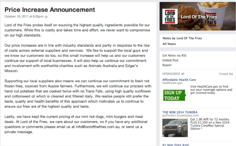 Do you have to notify customers of price increase?