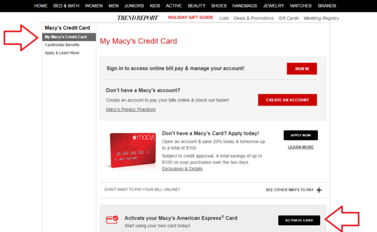 How do I access my Macy's American Express bill online?