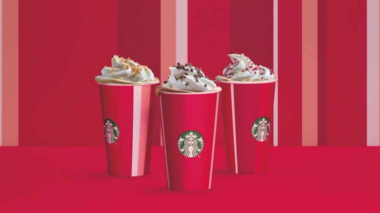 How do I get my 2021 reusable red holiday cup at Starbucks on Nov 18?