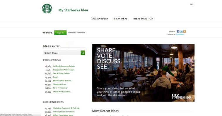 How do I submit an idea to Starbucks?