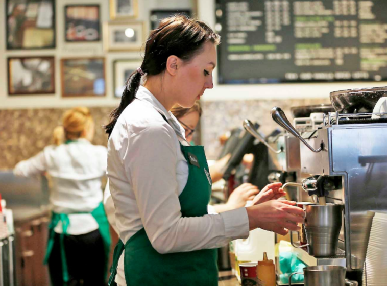 How do baristas greet customers?