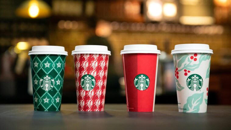 How do you get a reusable red cup at Starbucks?