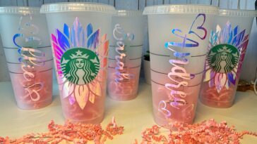 How do you get vinyl to stick to Starbucks cold cups?