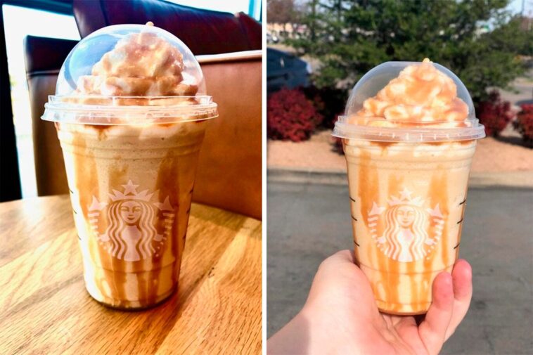 How do you order a caramel frappuccino from Starbucks?