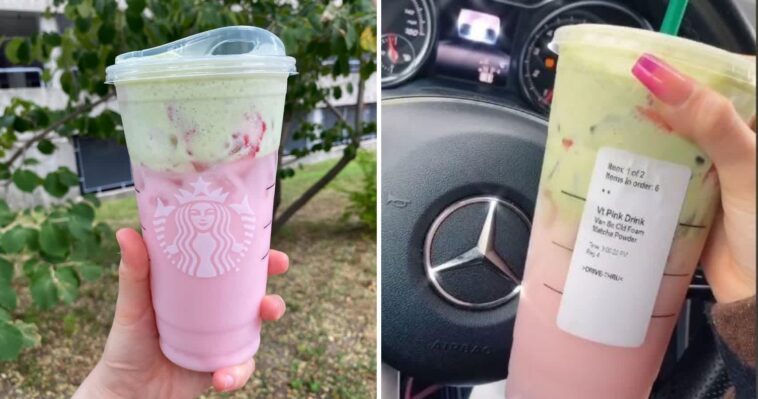 How do you order pink drink with matcha cold foam?
