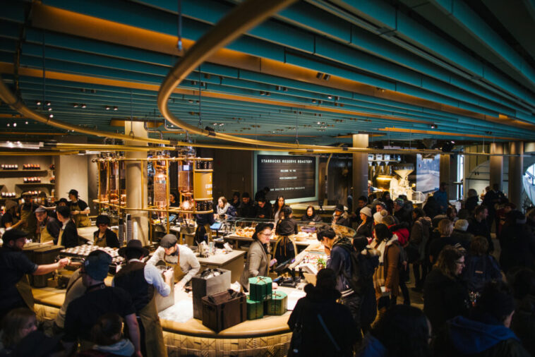 How long is the wait for Starbucks Roastery Chicago?
