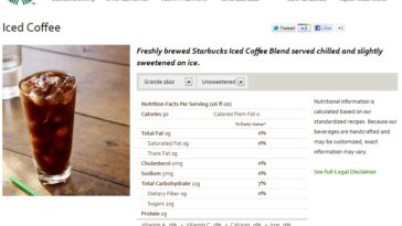 How many calories are in a Grande unsweetened iced coffee from Starbucks?