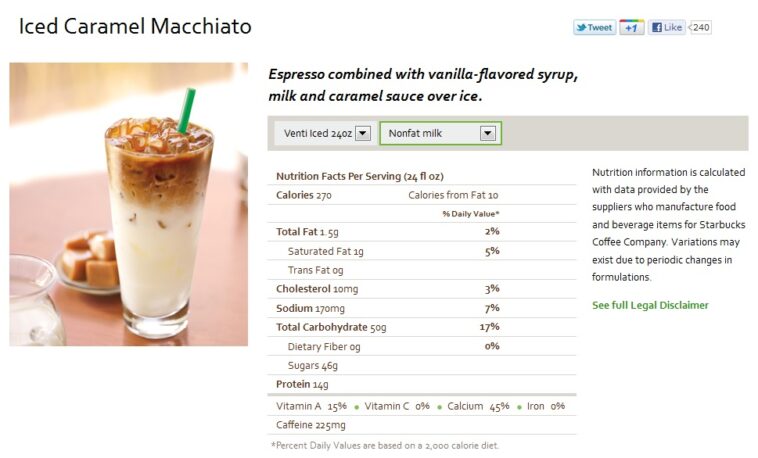How many calories are in a caramel macchiato?