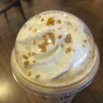 How many calories are in a caramel ribbon Crunch Frappuccino from almond milk?