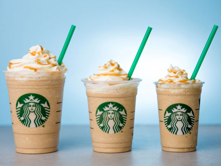 How many calories are in a venti caramel frappuccino with whipped cream?