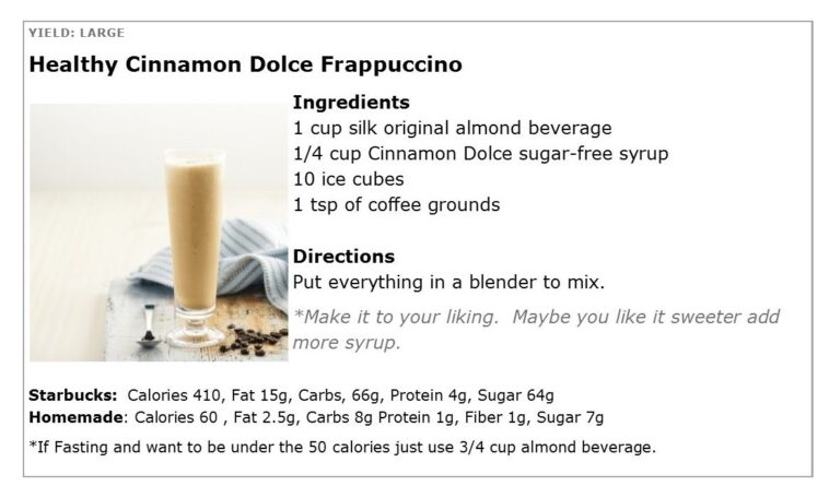 How many calories are in cinnamon dolce syrup?