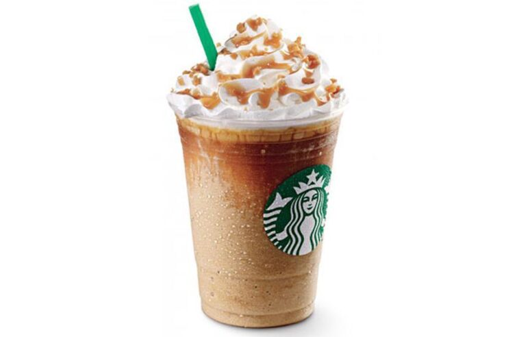 How many calories in a small caramel ribbon Crunch Frappuccino?