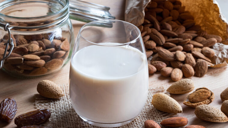 How many calories is a pink drink with almond milk?