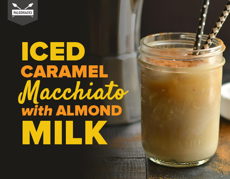How many calories is an iced caramel macchiato with almond milk?