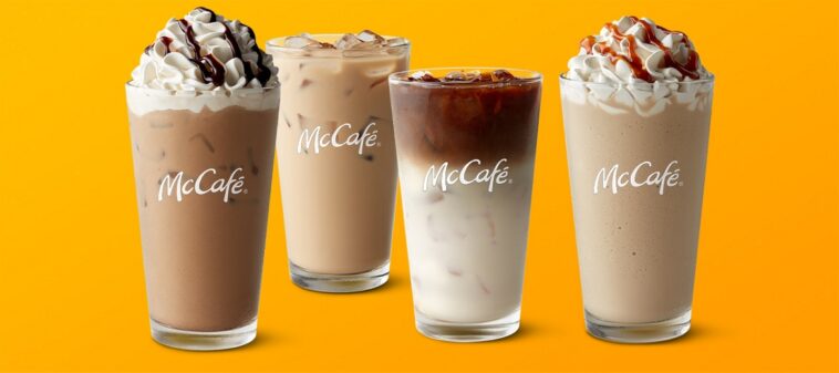 How much caffeine is in a McDonald's large caramel iced coffee?