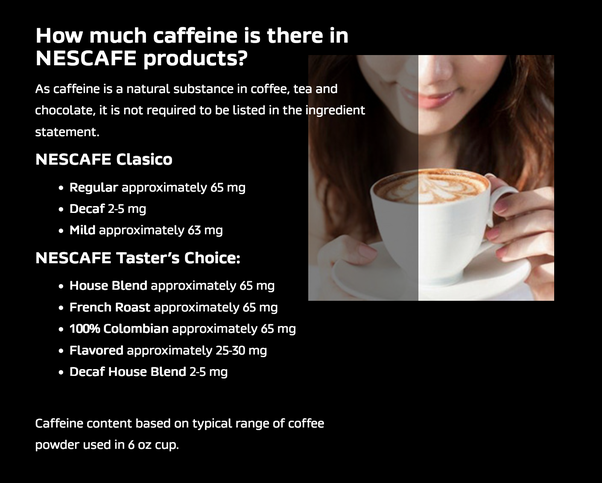 How much caffeine is in a Nescafe frappé?