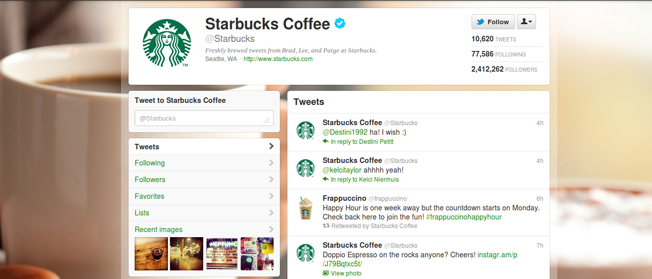 How often does Starbucks post on twitter?