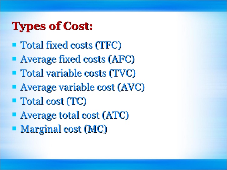 What are the 4 types of cost?