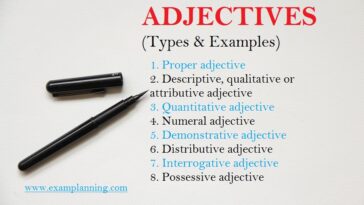 What are the 8 types of adjectives?
