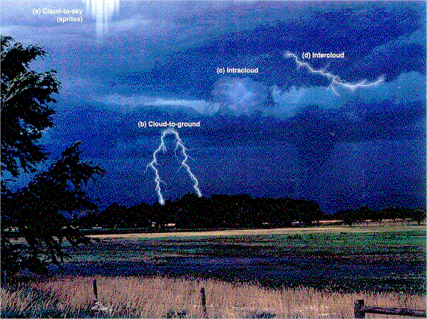 What are the four types of lightning?